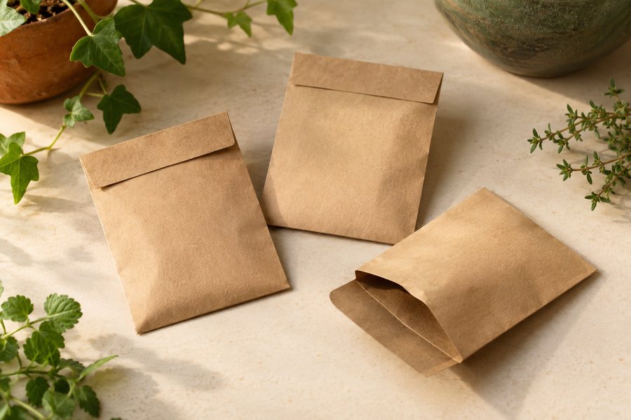 Kleine leere Papiertütchen.